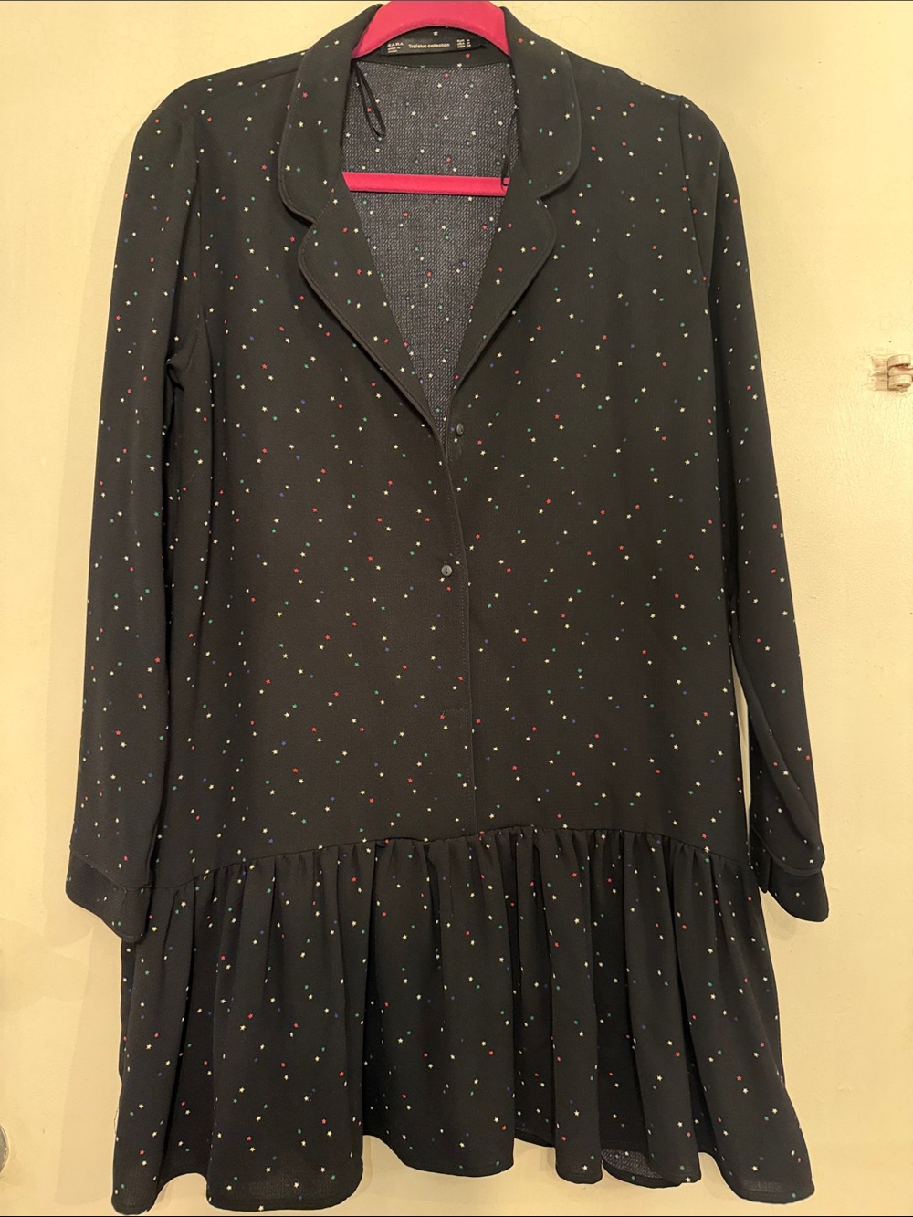 Zara - Trafaluc Collection Black Button Front Dress dotted with mini Stars